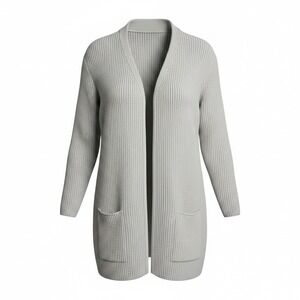 St Michael Vintage Grey Shaker Knit Longline Chic Cardigan Sweater XL